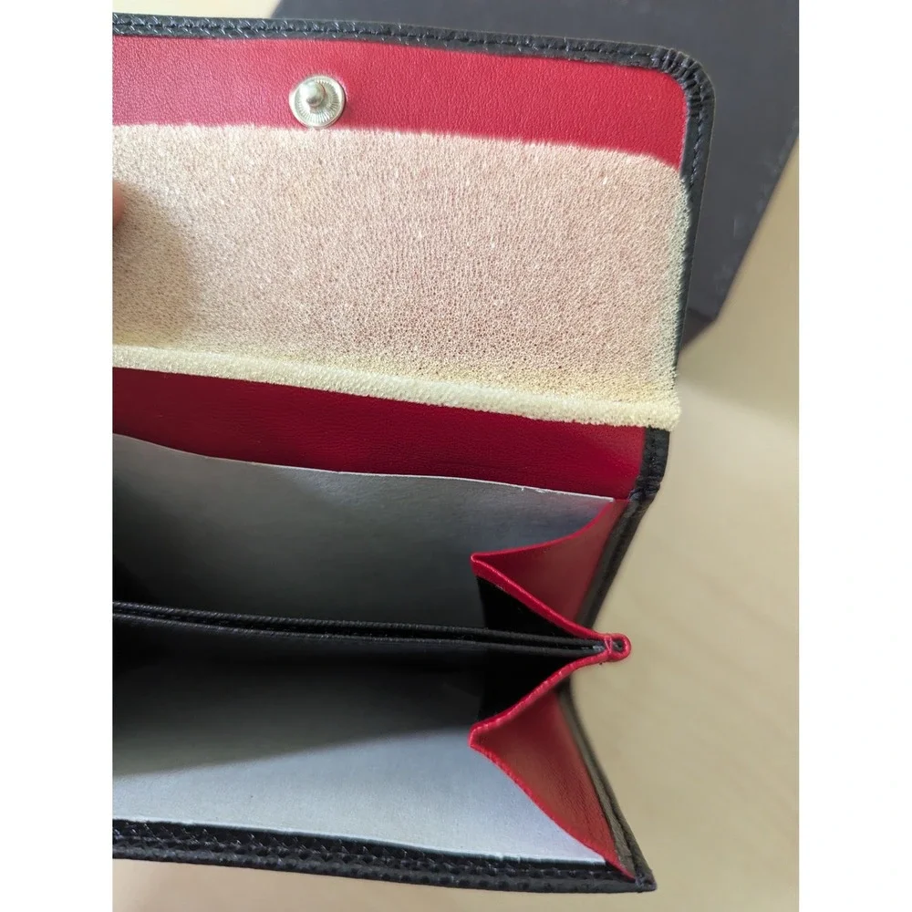 Montblanc 8616 Black Textured Leather Wallet 6cc Coincase Red Interior New Box